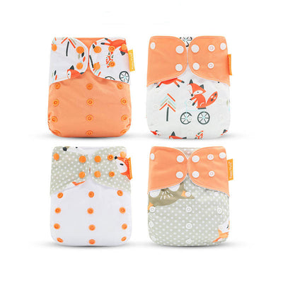 Nessa 4-Piece Reusable Diaper Set with 8 Absorbent Pads