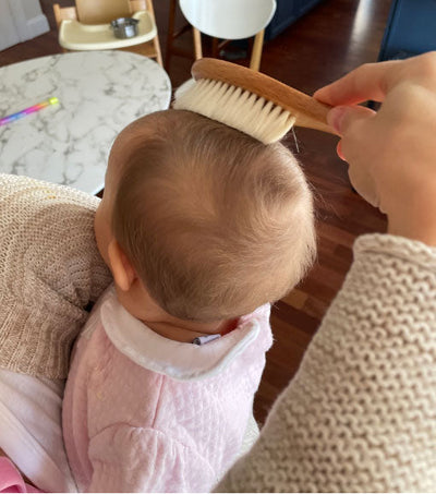 LittleNest Wooden Baby Hair Brush, Massage & Comb Set